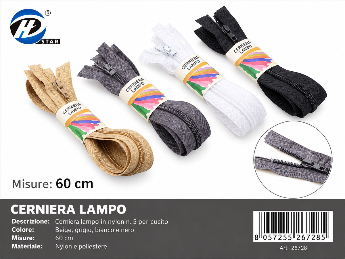 26728 Cerniera Lampo 60 Cm 1/24