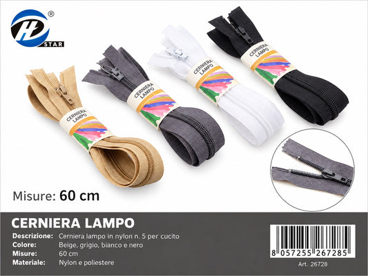 26728 Cerniera Lampo 60 Cm 1/24