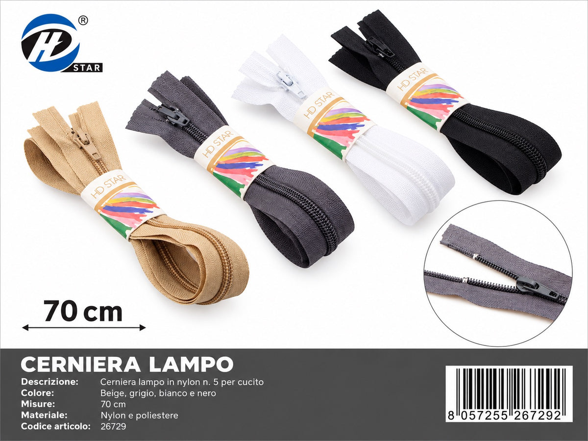 26729 Cerniera Lampo 70 Cm 1/24