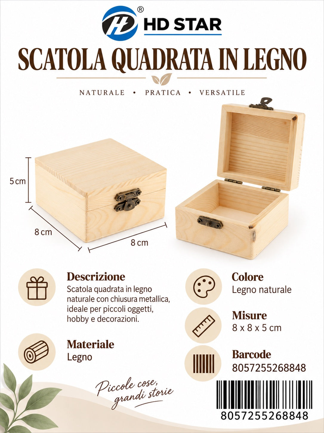 26884 Scatole Di Legno 8X4.8Cm 1/12 Ct 240