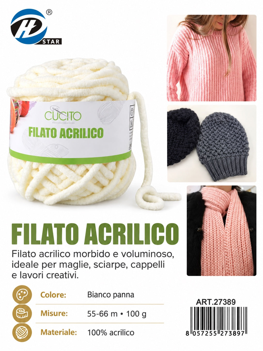 27389 Lana Acrilica 100G 1/6 Ct72 （ ）100