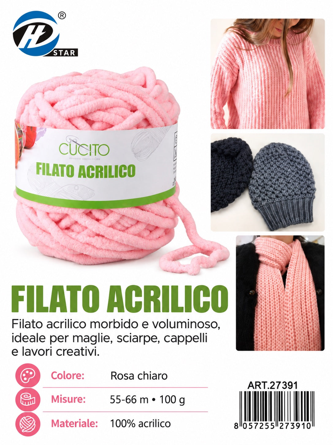 27391 Lana Acrilica 100G 1/6 Ct72 （ ）100