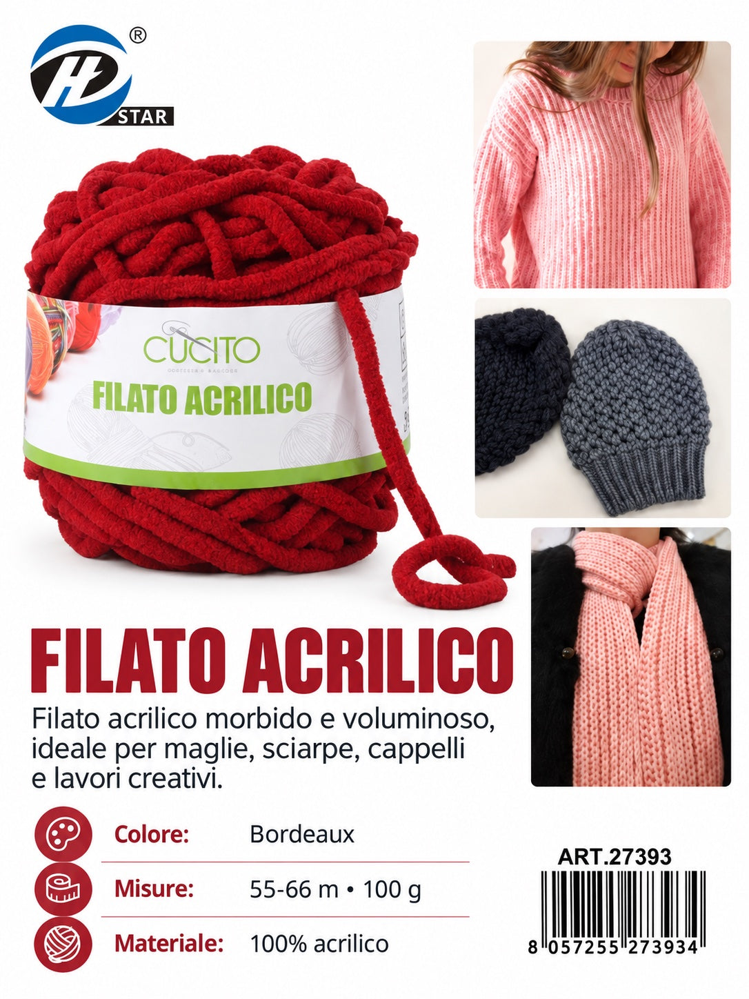 27393 Lana Acrilica 100G 1/6 Ct72 （ ）100