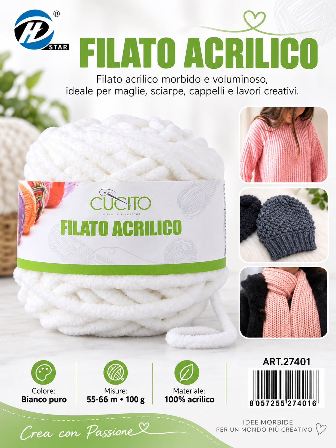 27401 Lana Acrilica 100G 1/6 Ct72 （ ）100