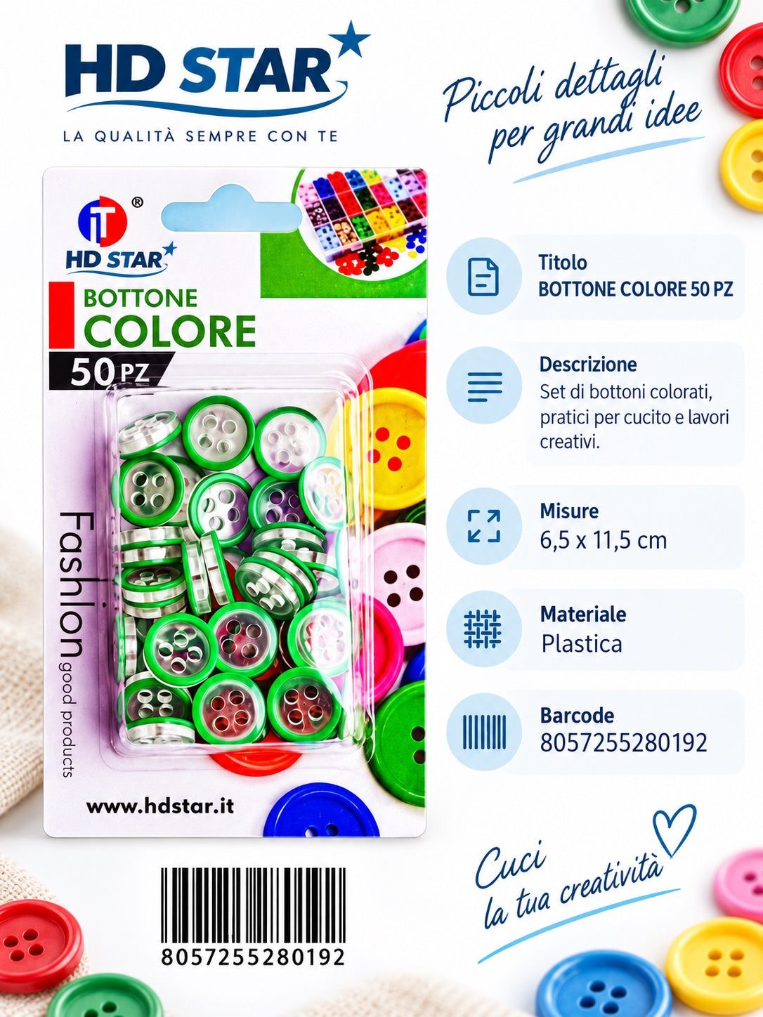28019 Bottone Colore 50Pz 1/12