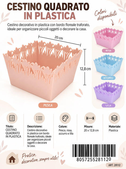 28112 E Cesto In Plastica 20X20X12.5Cm Ct 80