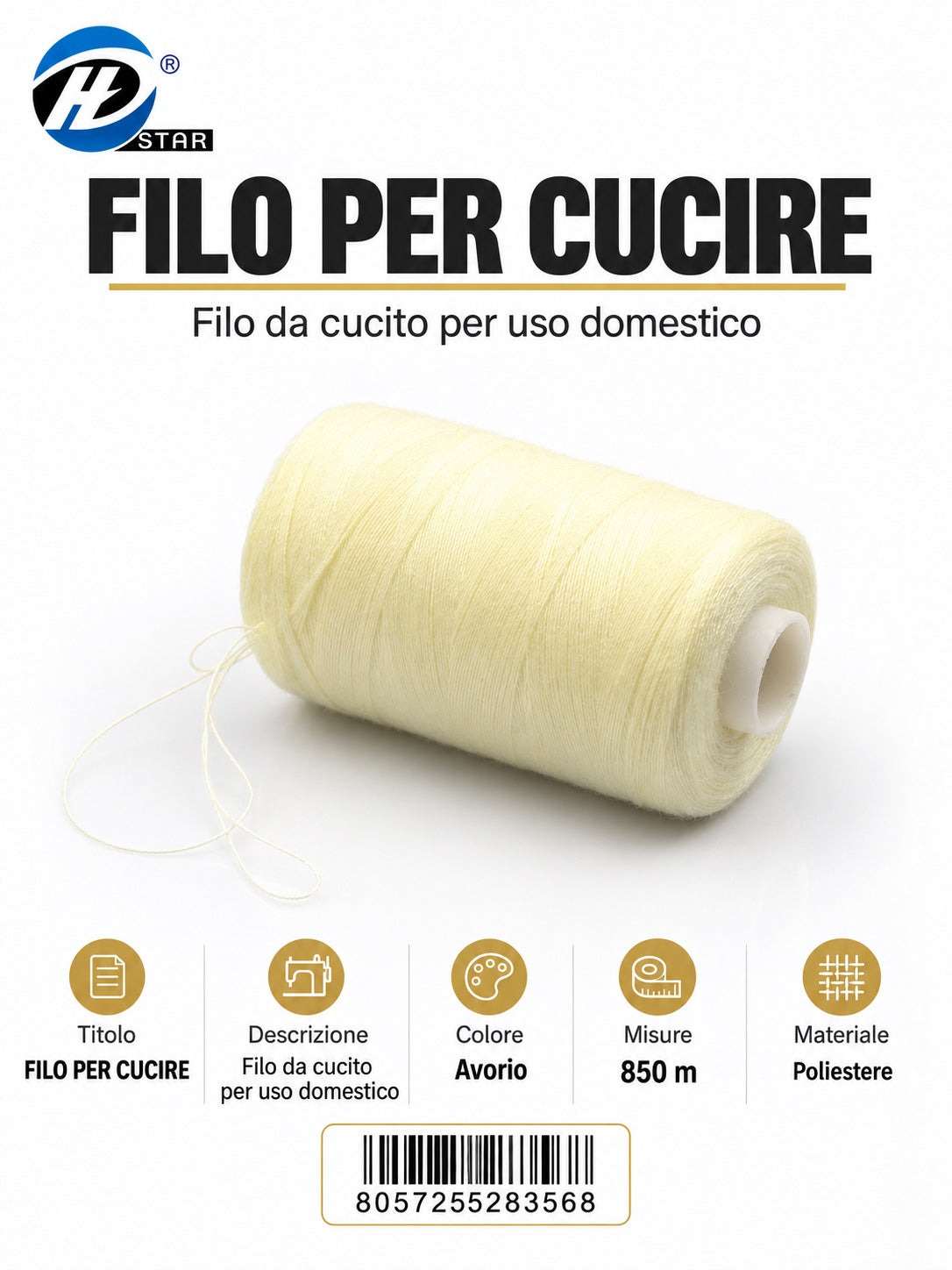 28356 Filo Per Cucire 850Cm 1/12 Ct 240