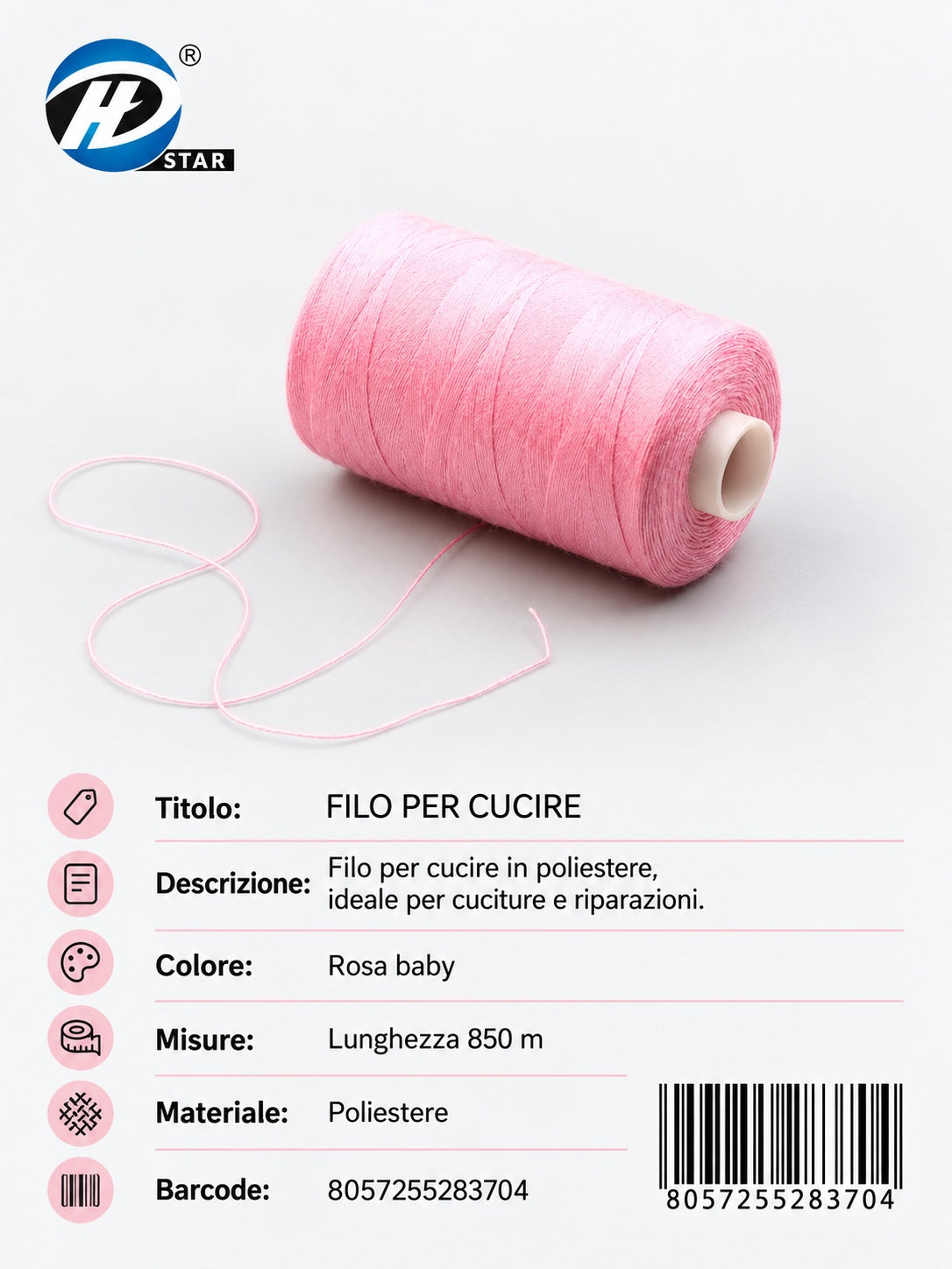 28370 Filo Per Cucire 850Cm 1/12 Ct 240
