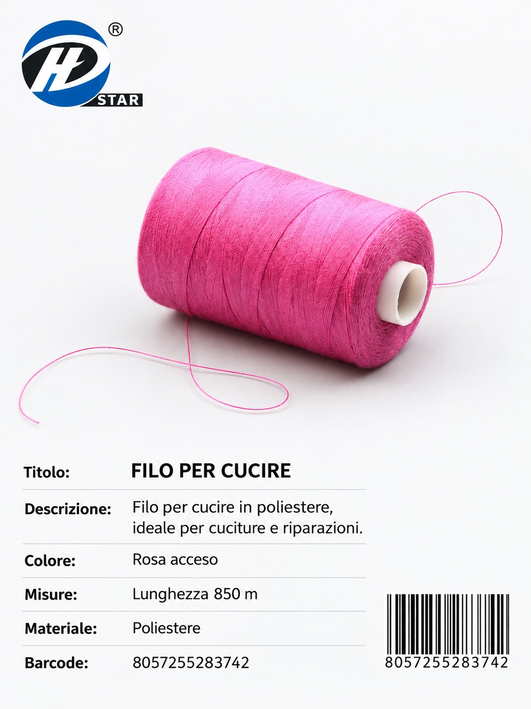 28374 Filo Per Cucire 850Cm 1/12 Ct 240