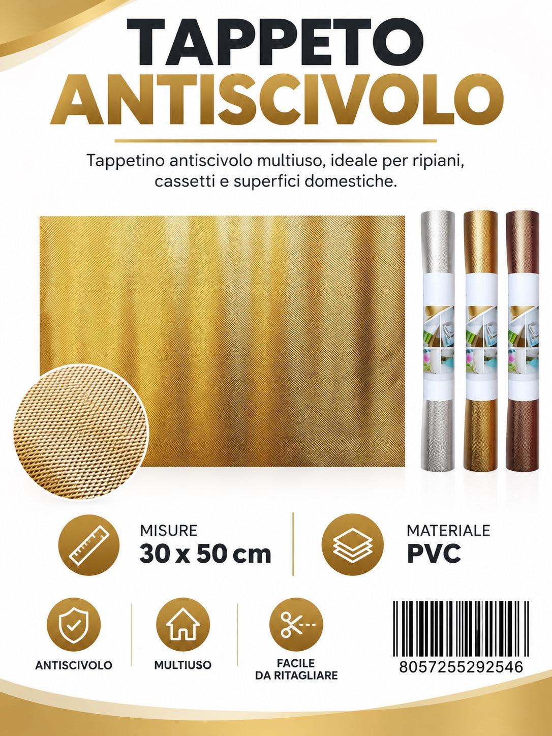 29254 Tappeto Antiscivolo Eva2 30*50Cm 1/6 Ct 120