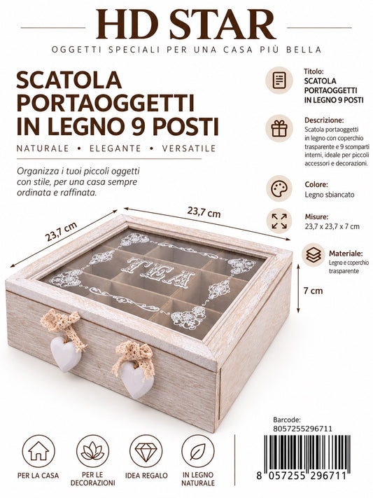 29671 Scatola Portaoggetti Di Legno 9Posti Ct 24