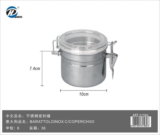 31560 Barattolo Inox C/coperchio 10x7.4cm