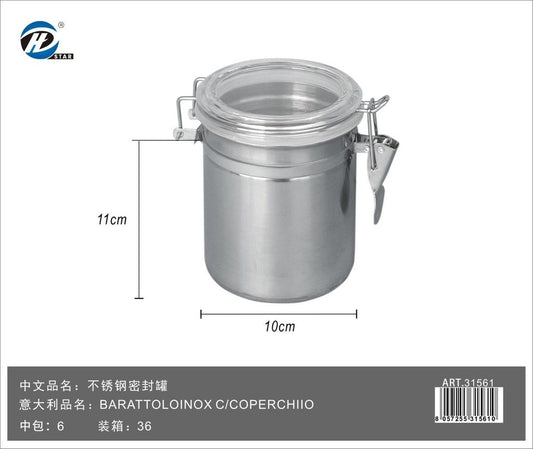 31561 Barattolo Inox C/coperchio 10x11cmcm