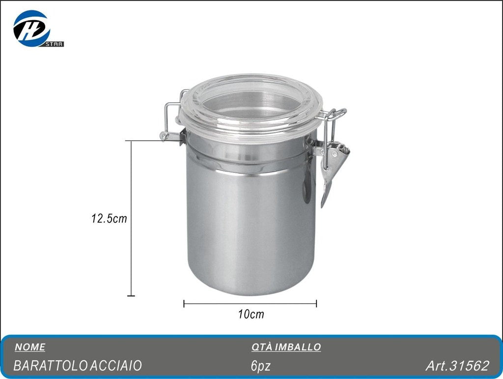 31562 Barattolo Inox C/coperchio 10x12.5cm