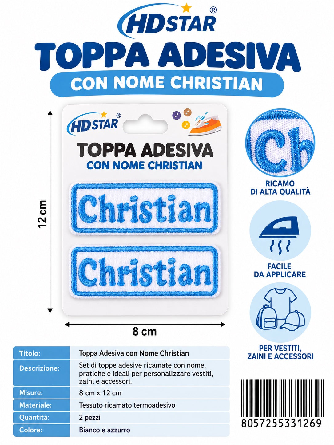 33126 Toppa Adesiva Christian 2Pz 1/12 Ct 960