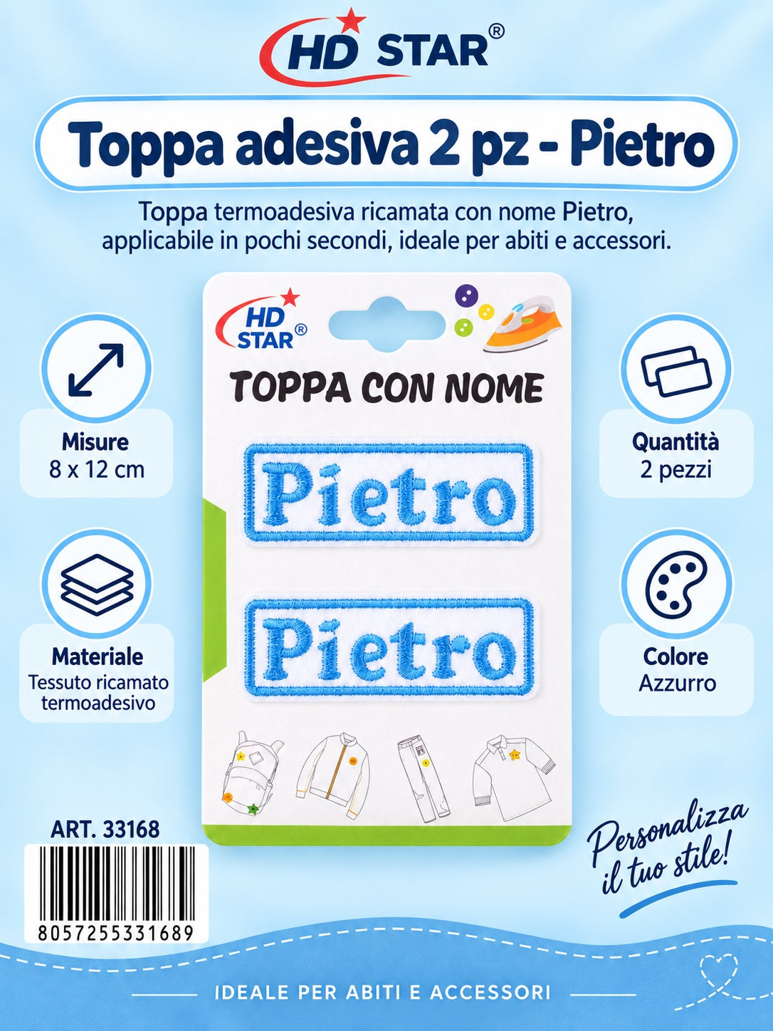 33168 Toppa Adesiva Pietro 2Pz 1/12 Ct 960