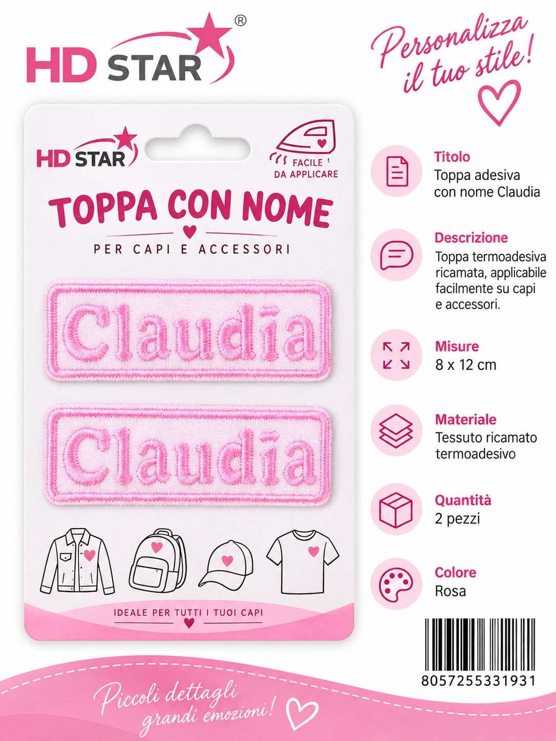 33193 Toppa Adesiva Claudia 2Pz 1/12 Ct 960
