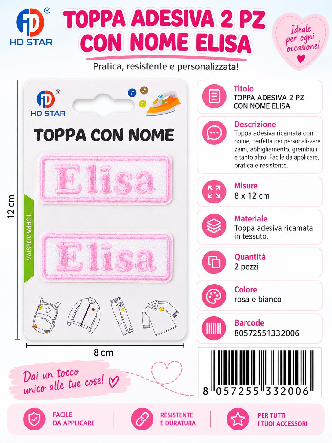 33200 Toppa Adesiva Elisa 2Pz 1/12 Ct 960