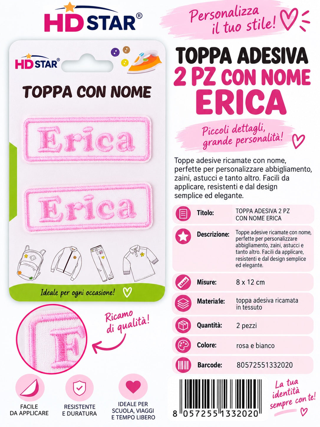 33202 Toppa Adesiva Erica 2Pz 1/12 Ct 960