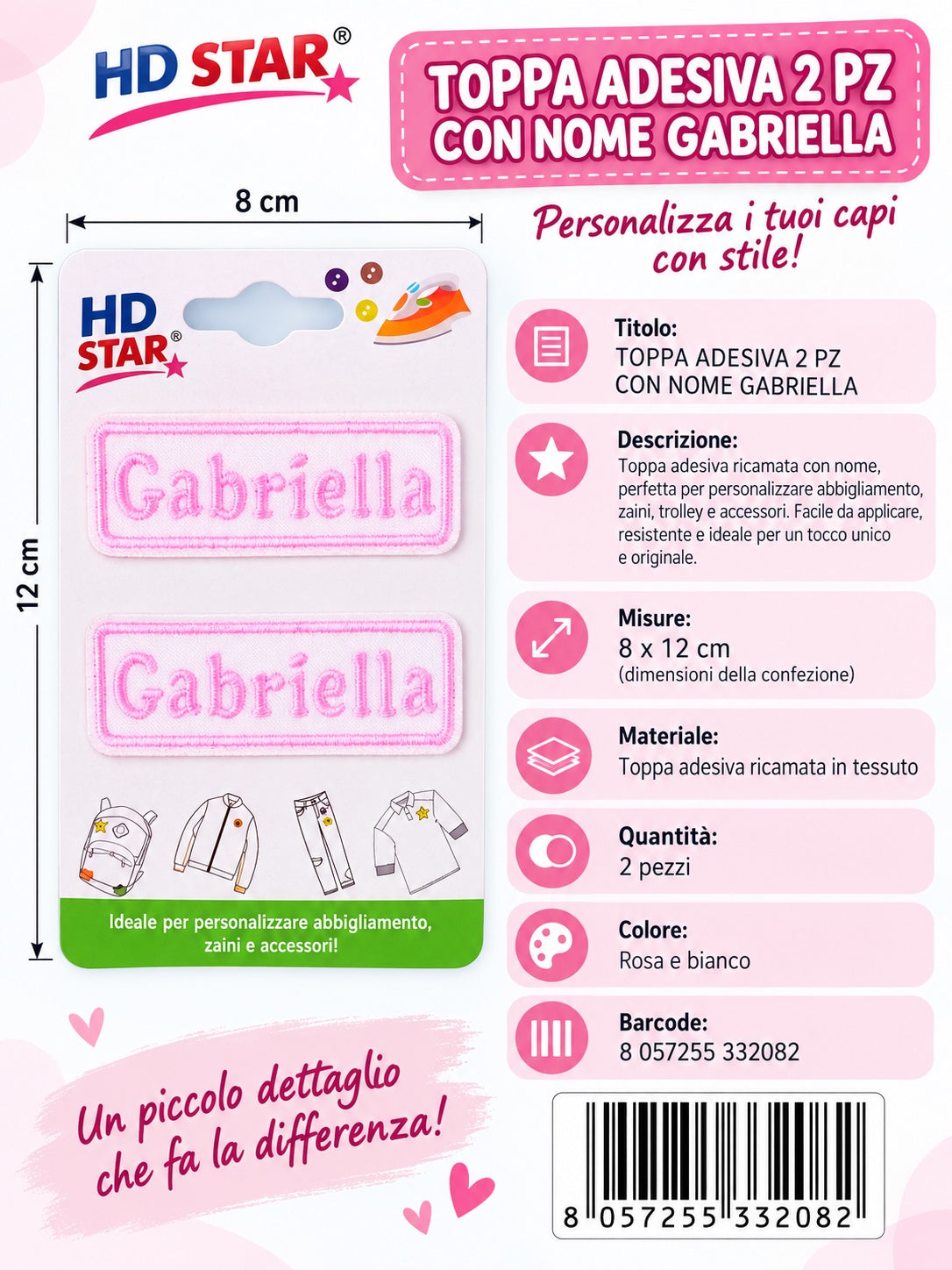 33208 Toppa Adesiva Gabriella 2Pz 1/12 Ct 960