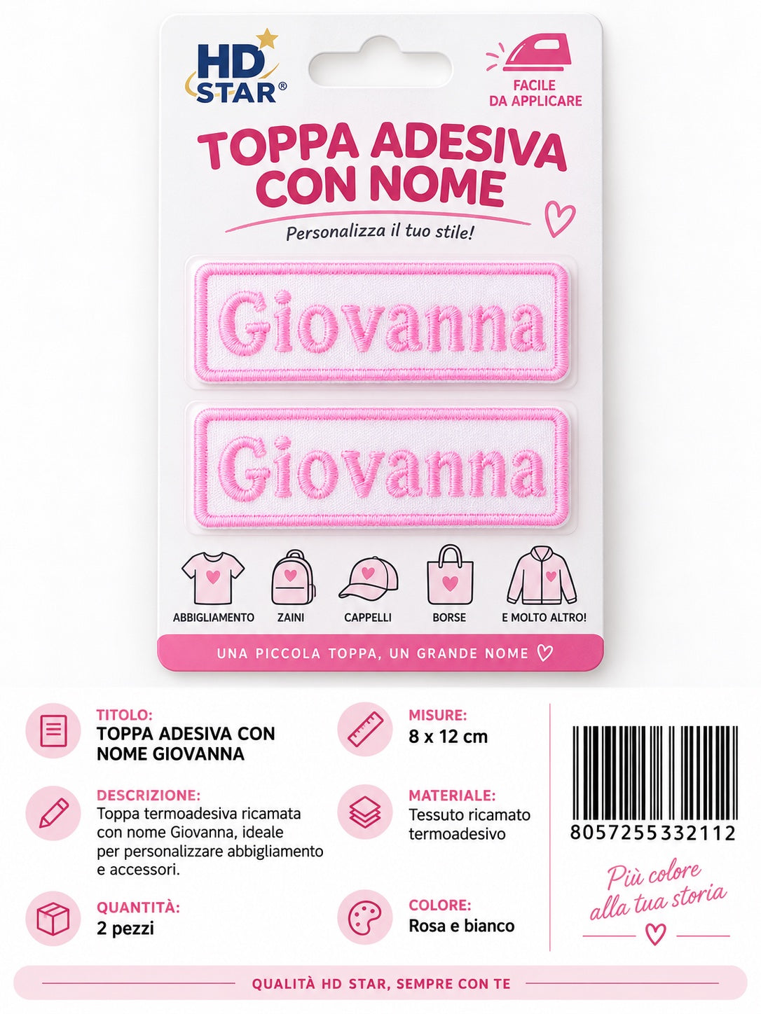 33211 Toppa Adesiva Giovanna 2Pz 1/12 Ct 960