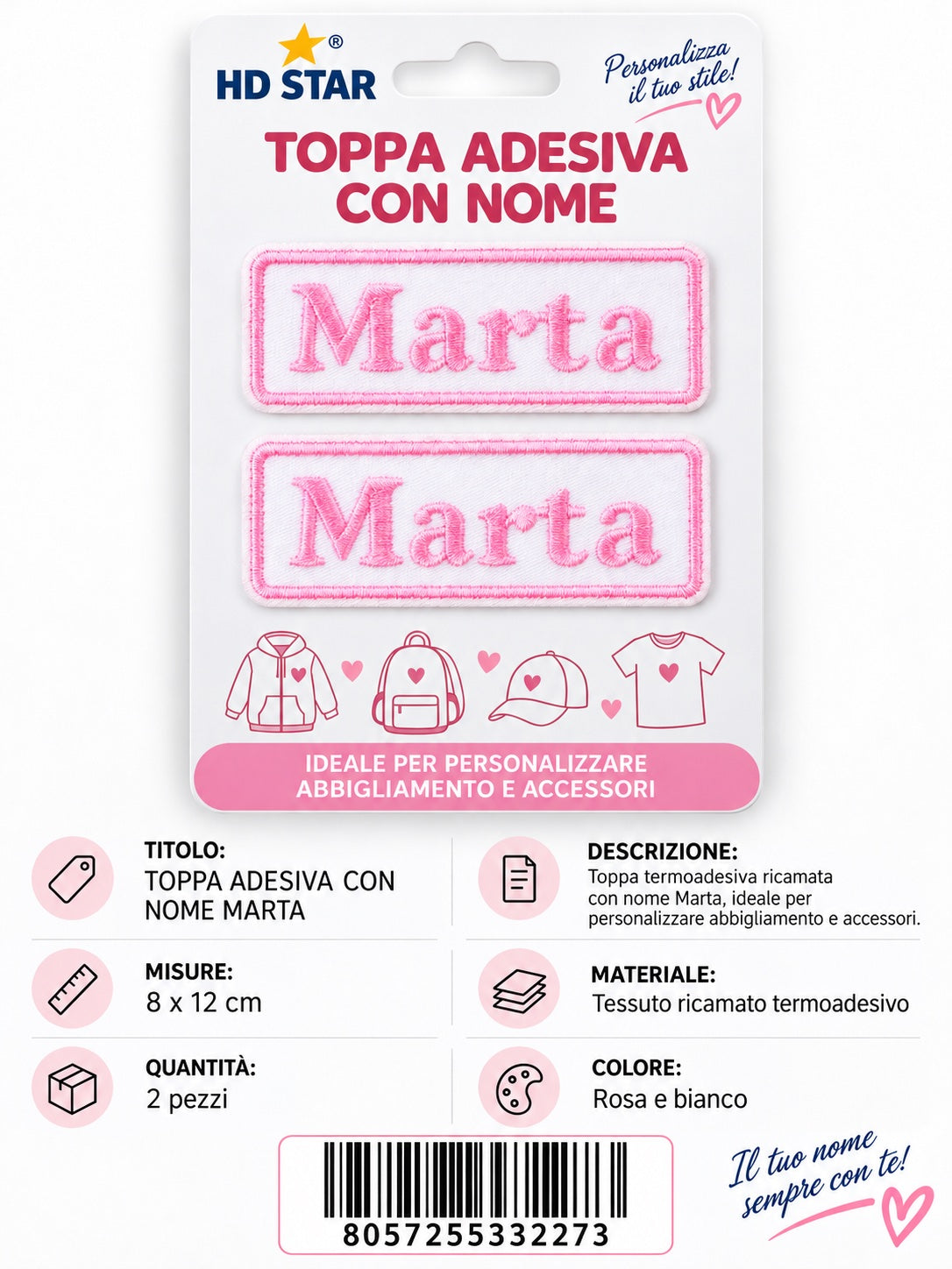 33227 Toppa Adesiva Marta 2Pz 1/12 Ct 960