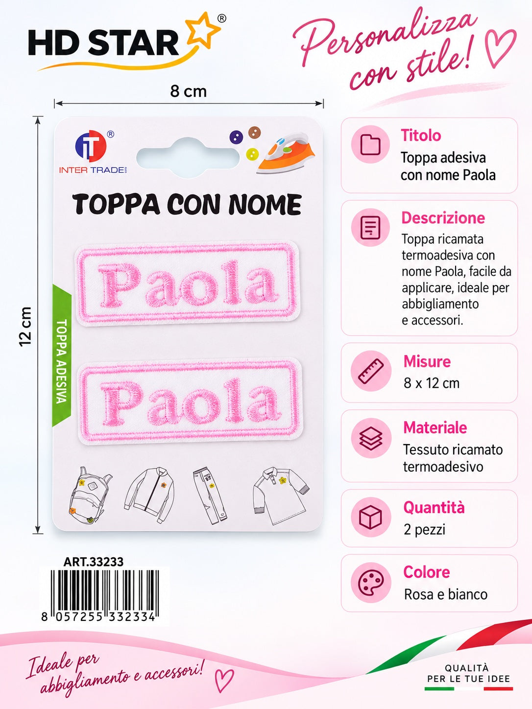 33233 Toppa Adesiva Paola 2Pz 1/12 Ct 960