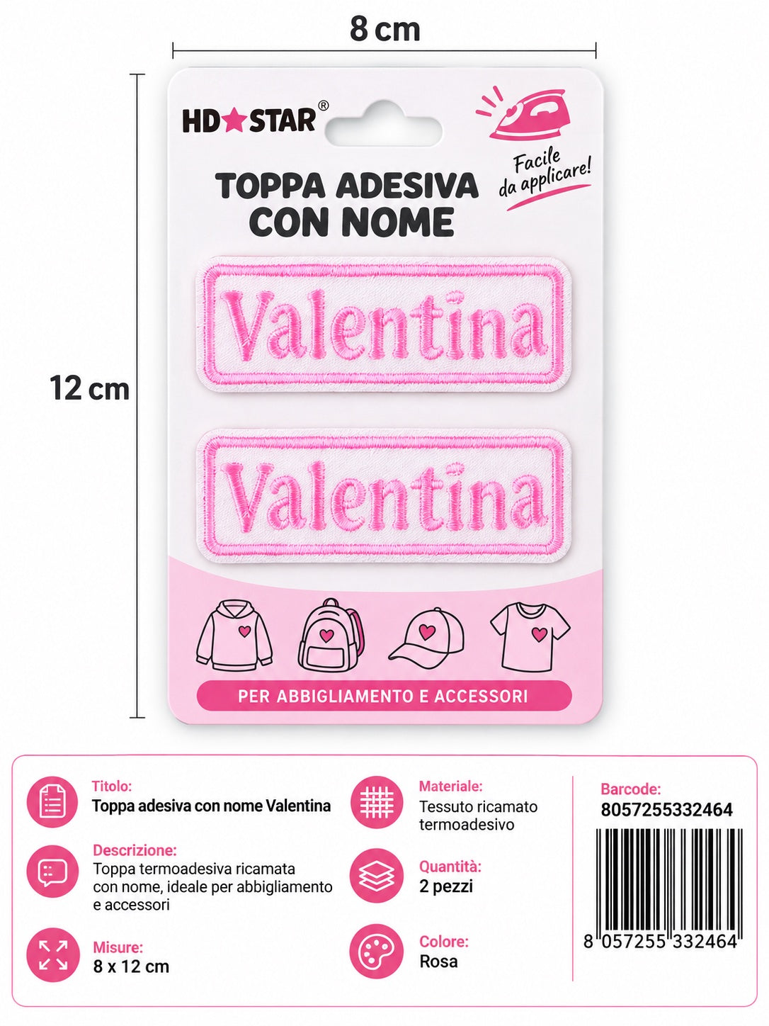 33246 Toppa Adesiva Valentina 2Pz 1/12 Ct 960