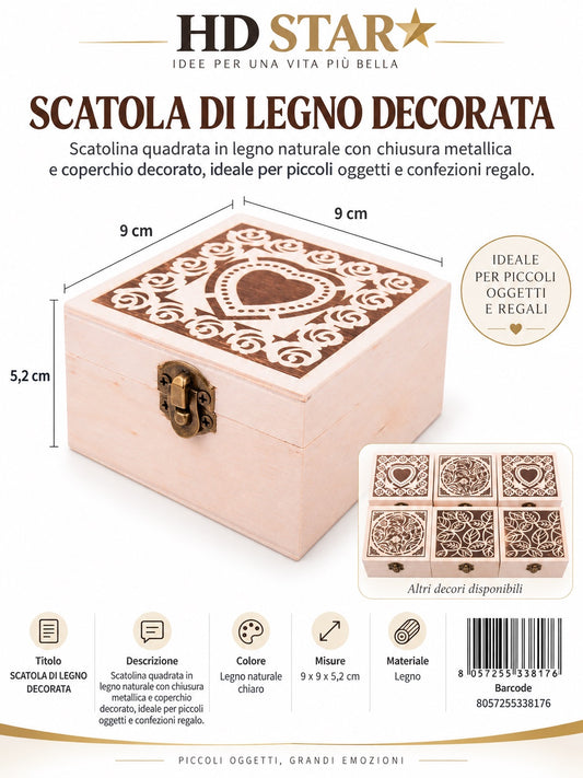 33817 Scatole Di Legno 9X9X5.2Cm 1/12 Ct 240