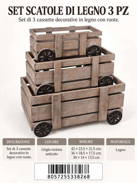 33826 Set Scatole Di Legno 3Pz Ct2