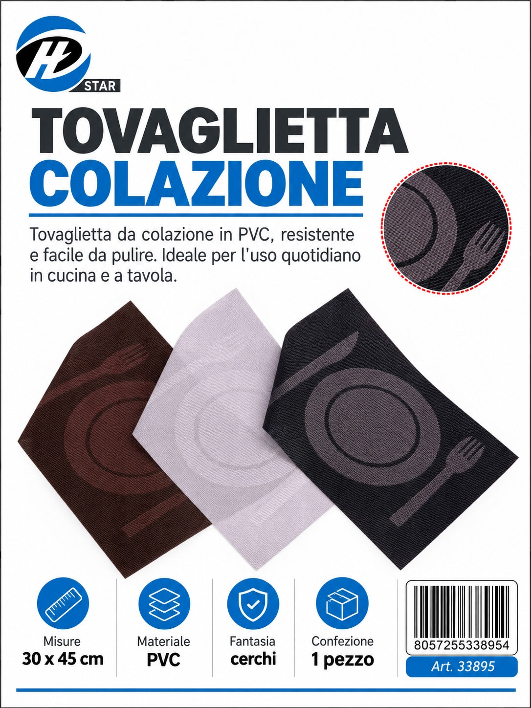 33895 Tovaglietta Colazione Pvc 30*45Cm Ct144