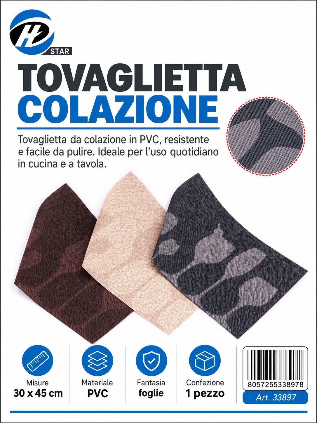 33897 Tovaglietta Colazione Pvc 30*45Cm Ct144