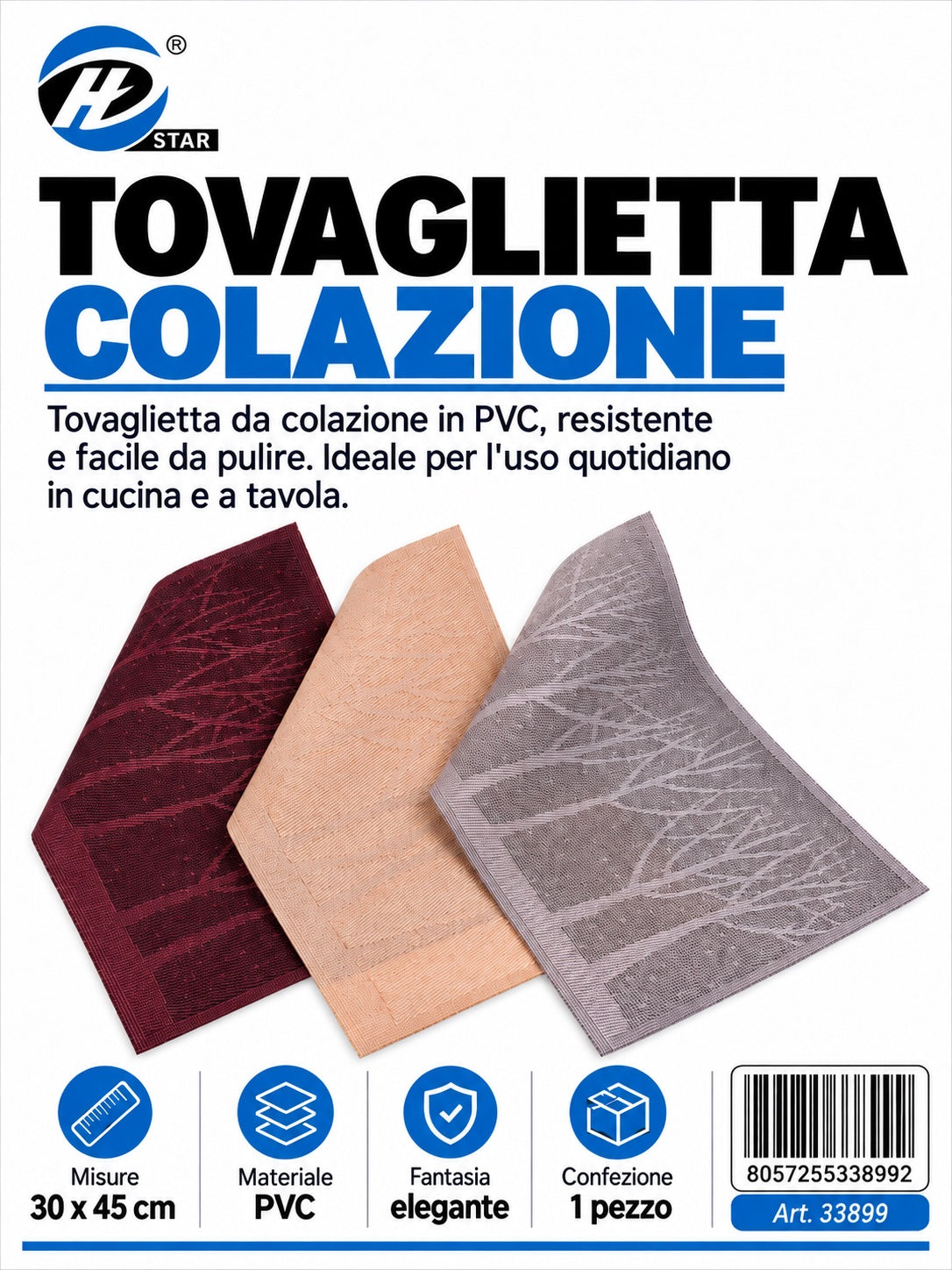 33899 Tovaglietta Colazione Pvc 30*45Cm Ct144