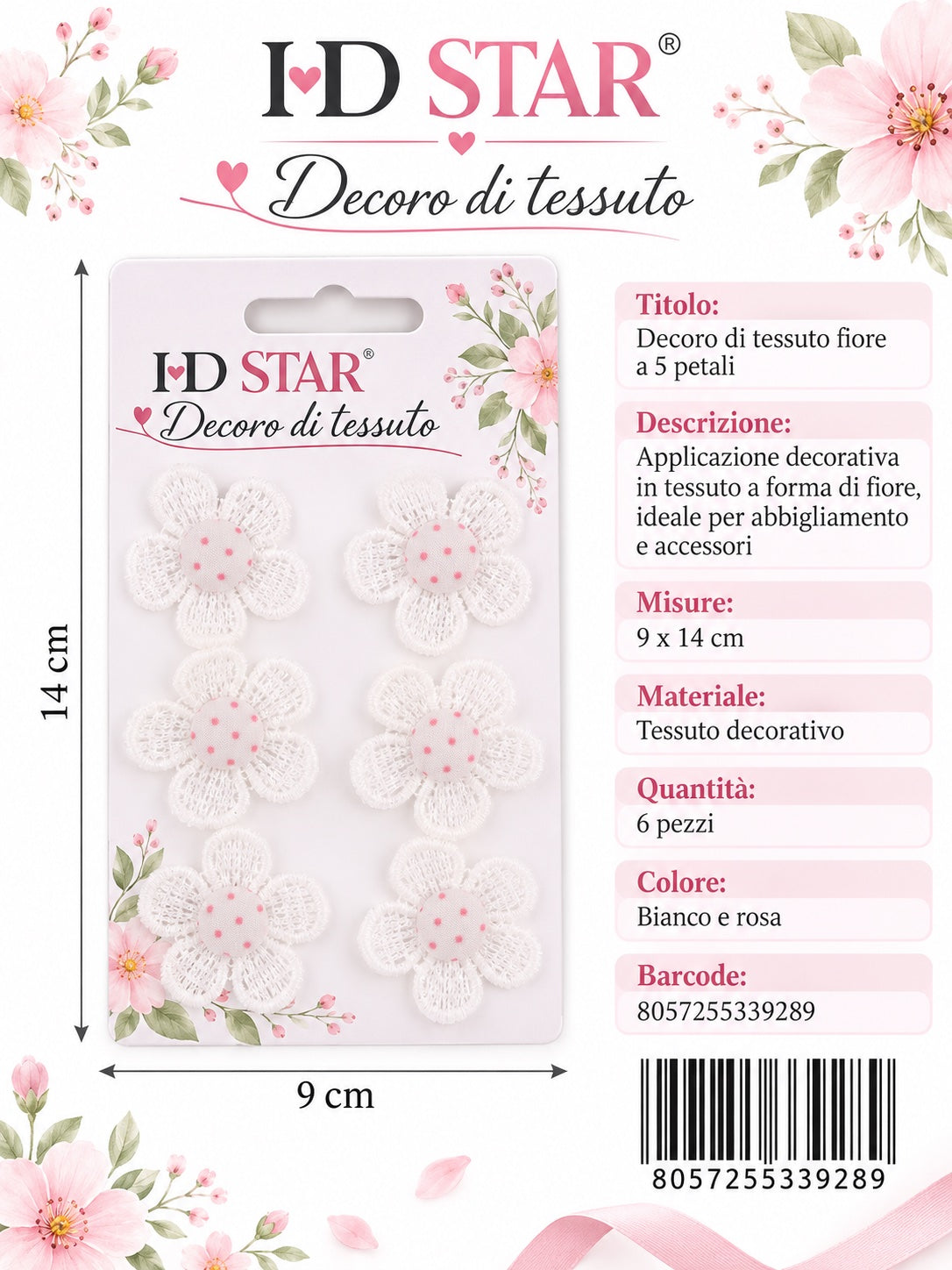 33928 Decoro Di Tessuto 6Pz