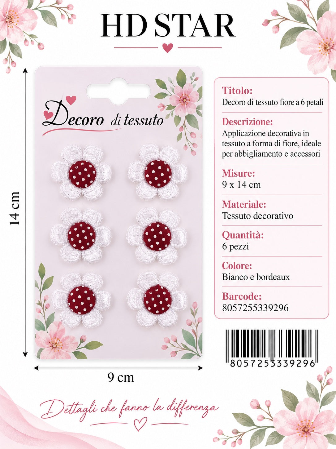 33929 Decoro Di Tessuto 6Pz