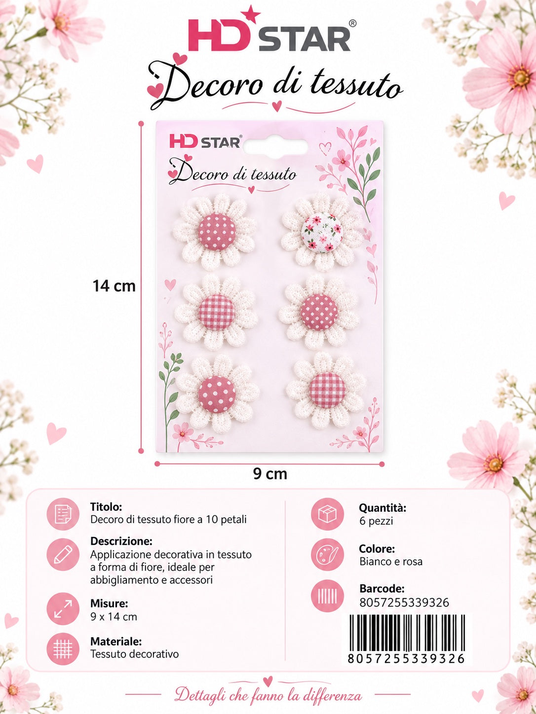 33932 Decoro Di Tessuto 6Pz