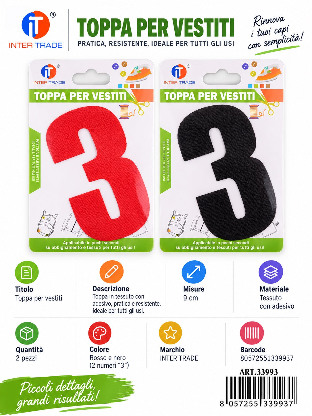 33993 Toppa Per Vestiti 3 Ct 1200
