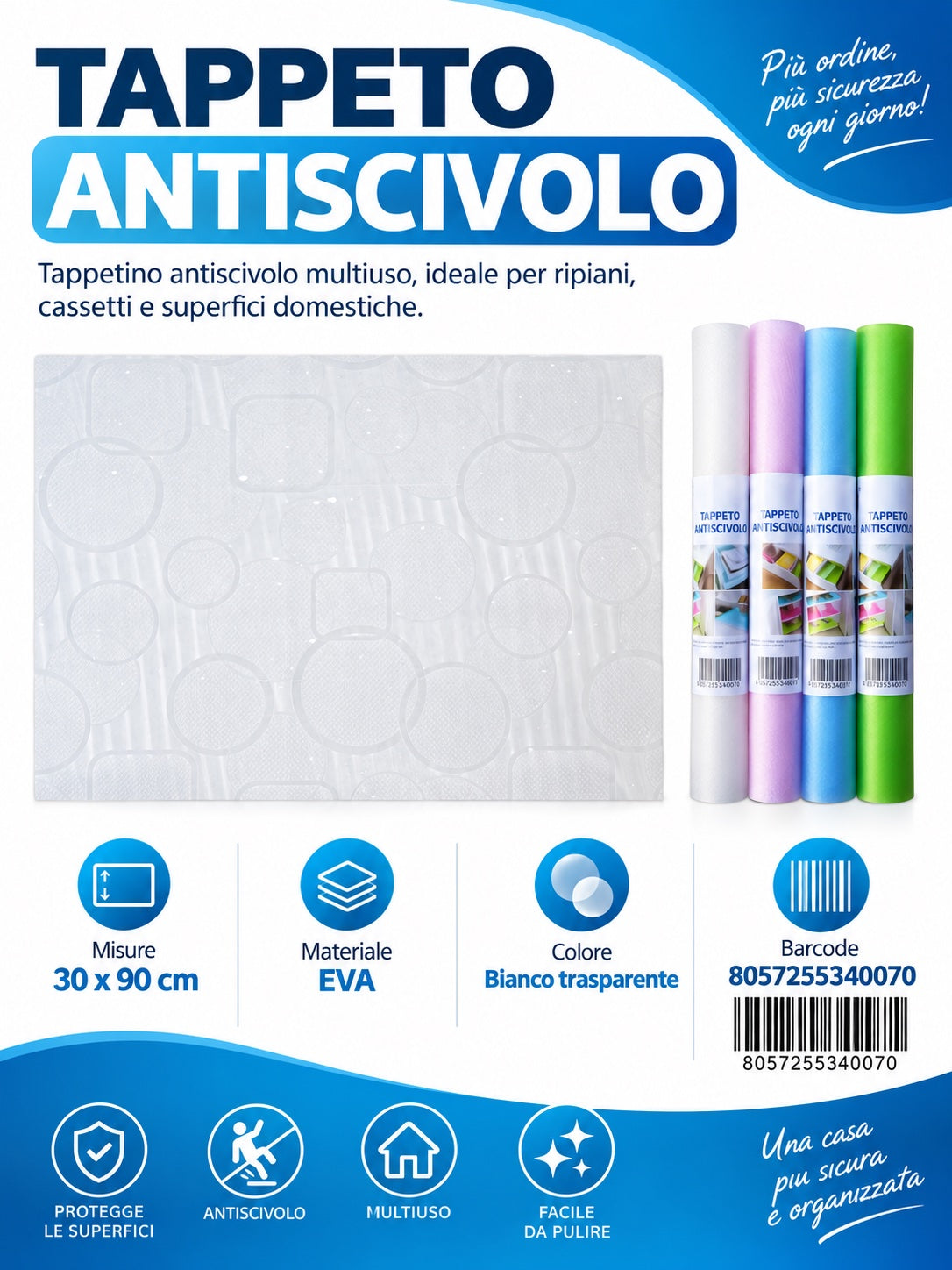 34007 Tappeto Antiscivolo Eva1 30*90Cm Ct 144