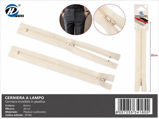 34180 Cerniera A Lampo 20Cm