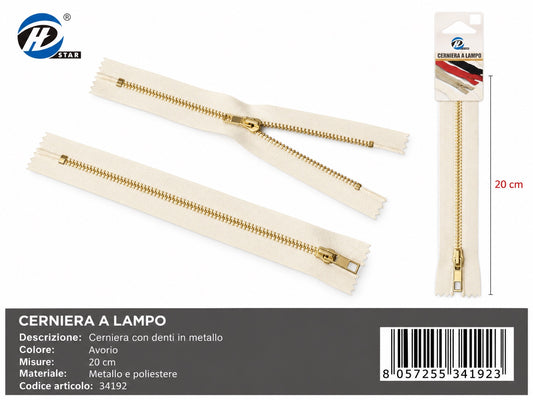 34192 Cerniera A Lampo 20Cm Ct 360