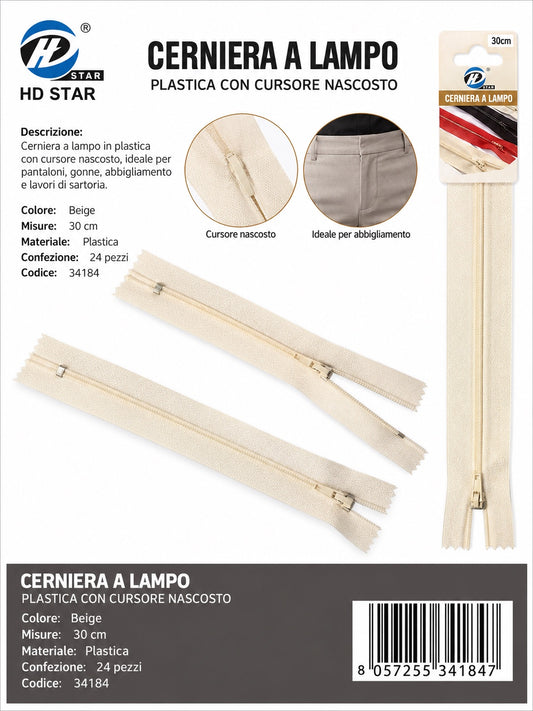 34196 Cerniera A Lampo 30Cm Ct 600