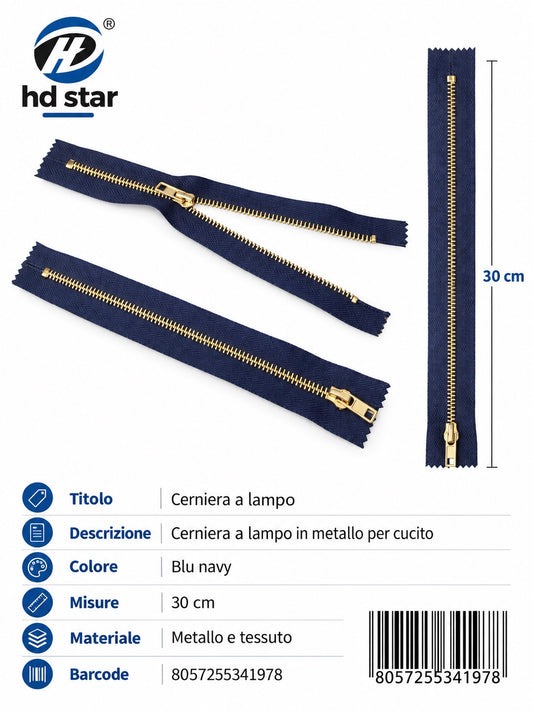 34197 Cerniera A Lampo 30Cm Ct 600