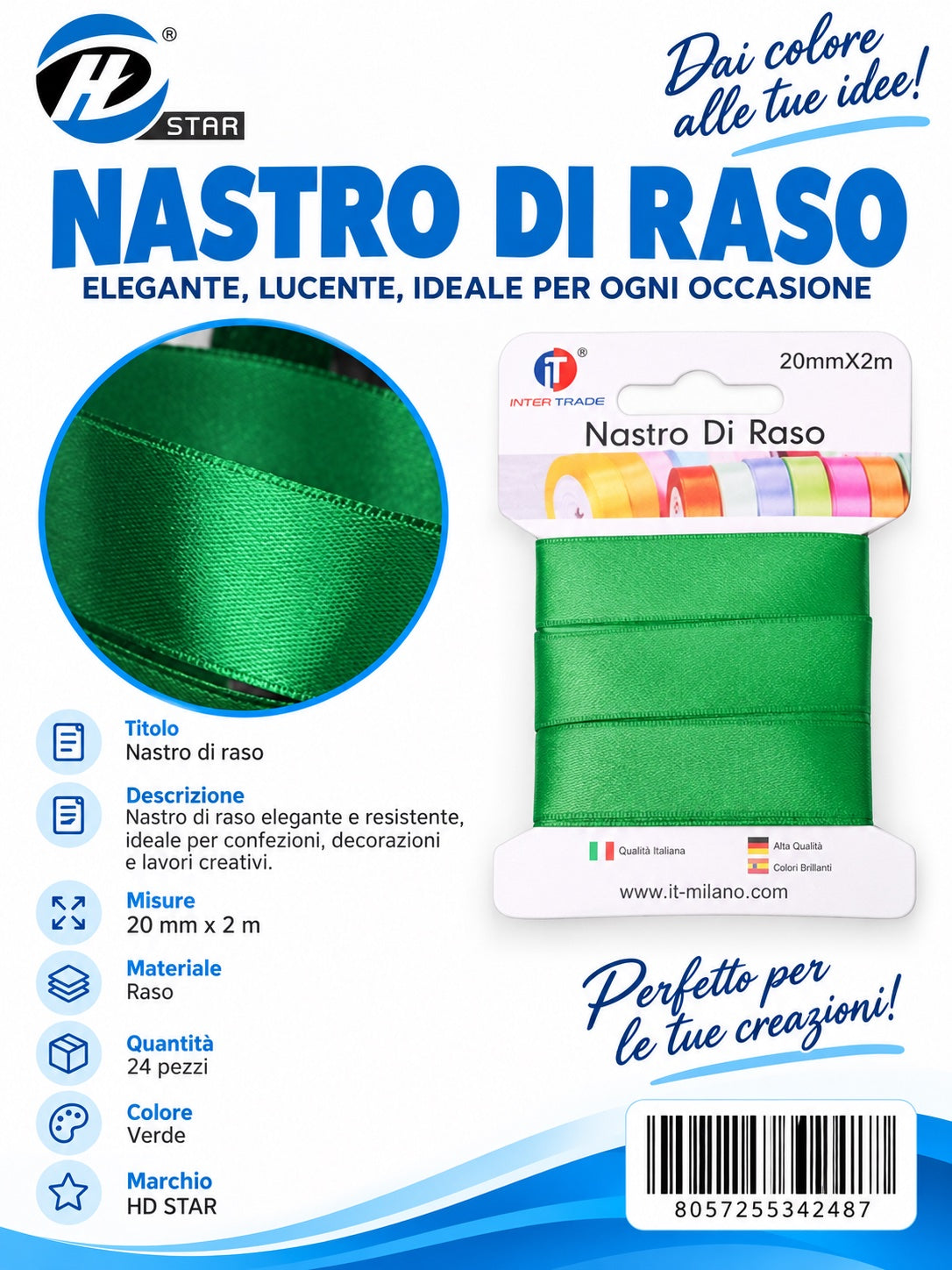 Z34248 Bb Nastro Di Raso 20Mm*2M Verde