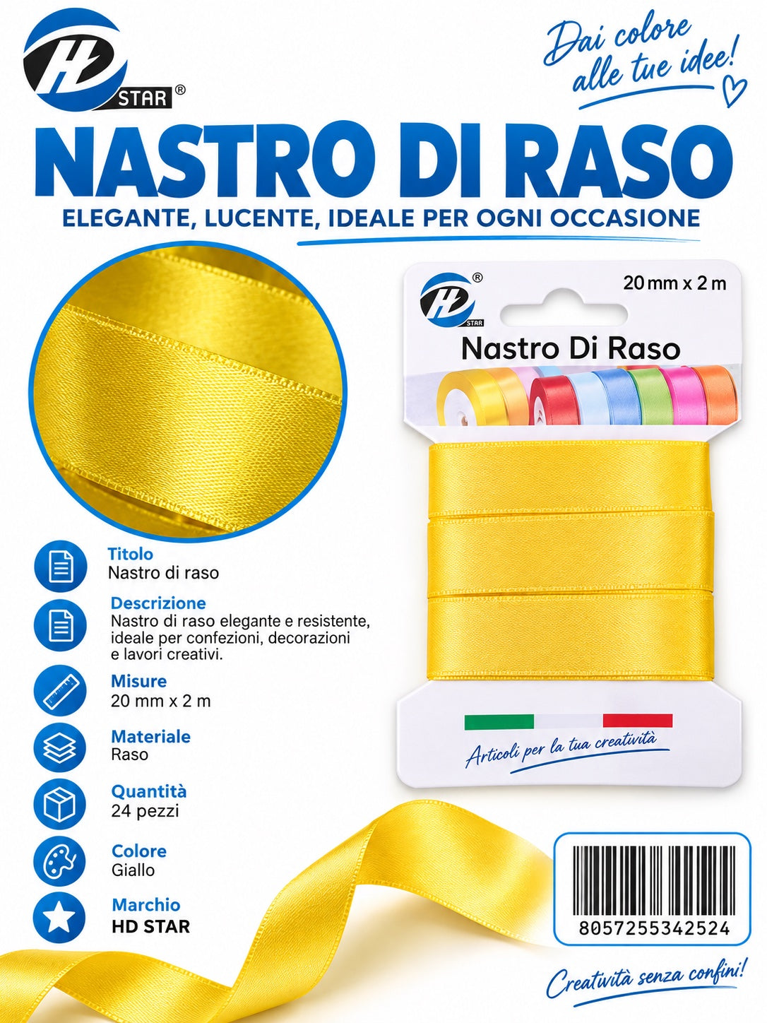 Z34252 Bb Nastro Di Raso 20Mm*2M Giallo