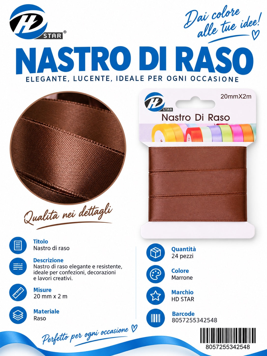 Z34254 Bb Nastro Di Raso 20Mm*2M Marrone