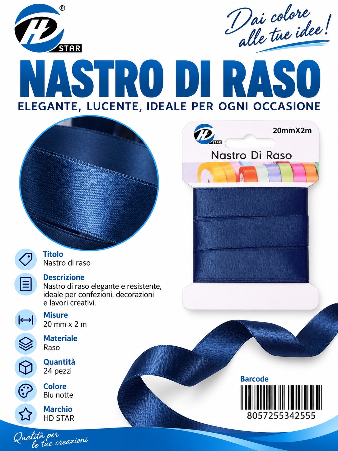 Z34255 Bb Nastro Di Raso 20Mm*2M Blu
