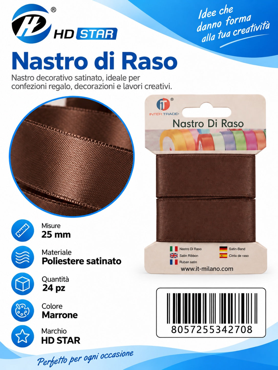 Z34270 Bb Nastro Di Raso 25Mm*2M Marrone