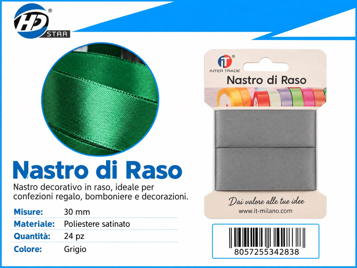 Z34283 Bb Nastro Di Raso 30Mm*2M Grigio