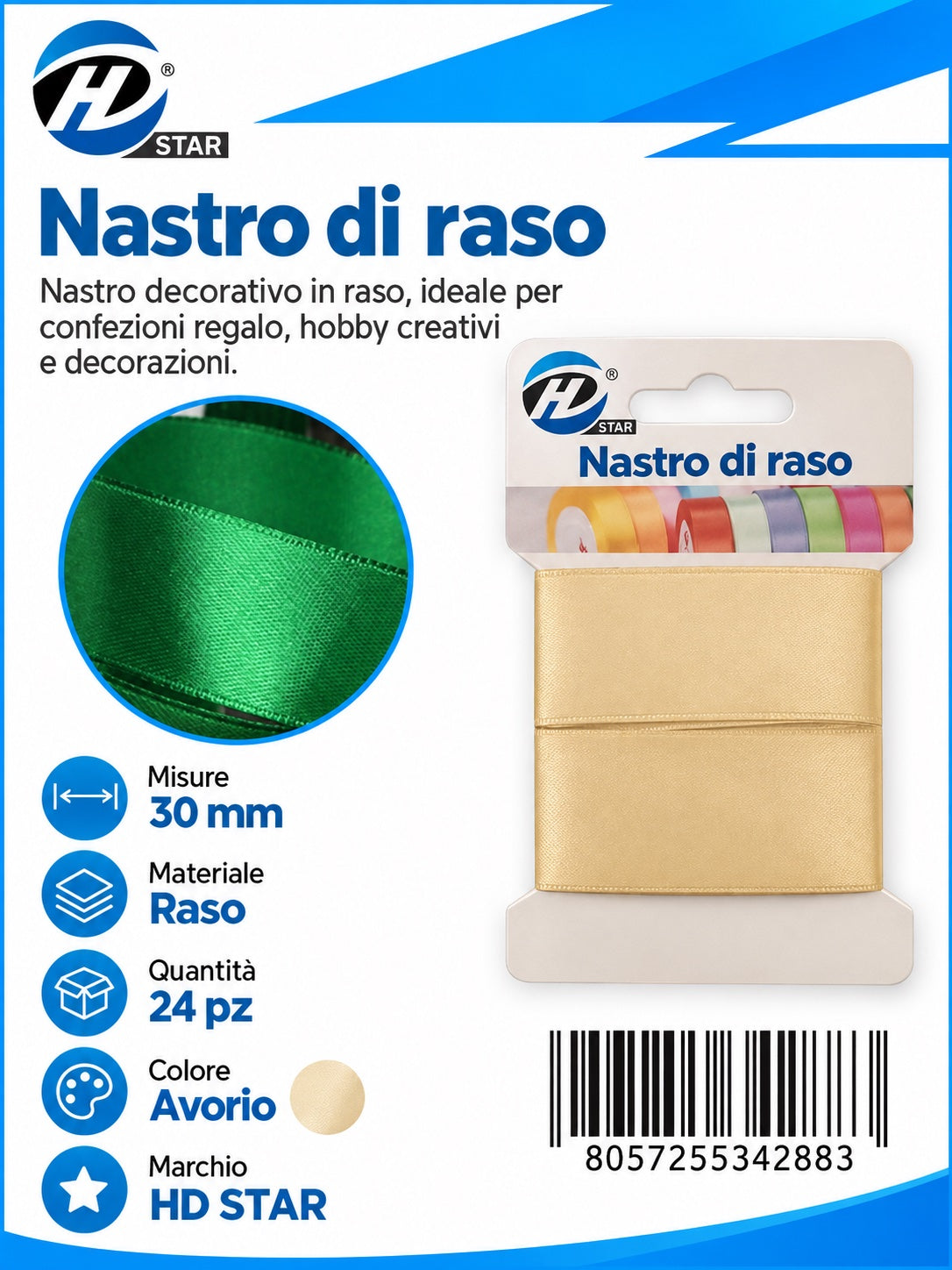 Z34288 Bb Nastro Di Raso 30Mm*2M Avorio
