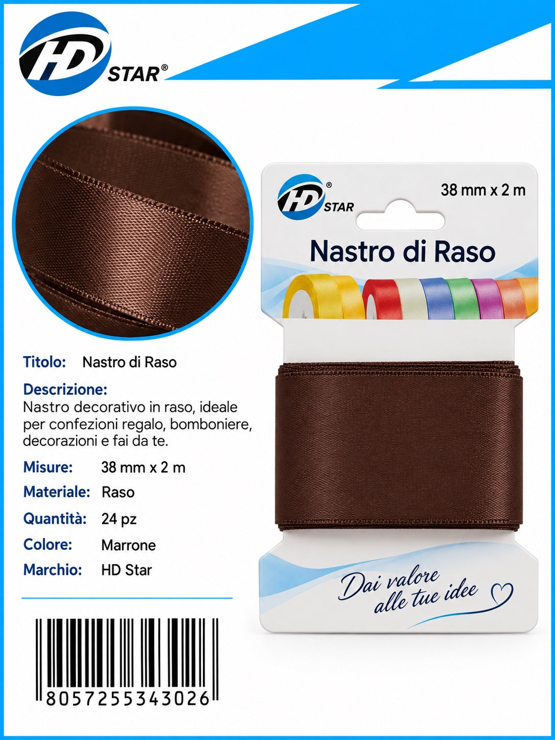 Z34302 Bb Nastro Di Raso 38Mm*2M Marrone